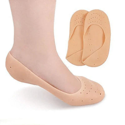 2 Pair (4PCS) Anti Crack Full Length Silicone Foot Protector Moisturizing Socks for Foot-Care and Heel Cracks