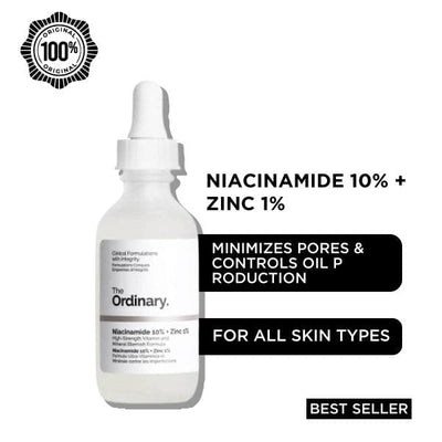 (FREE HOME DELIVERY) The Ordinary Niacinamide 10% + Zinc 1% – 30ml Serum For All Skin Types
